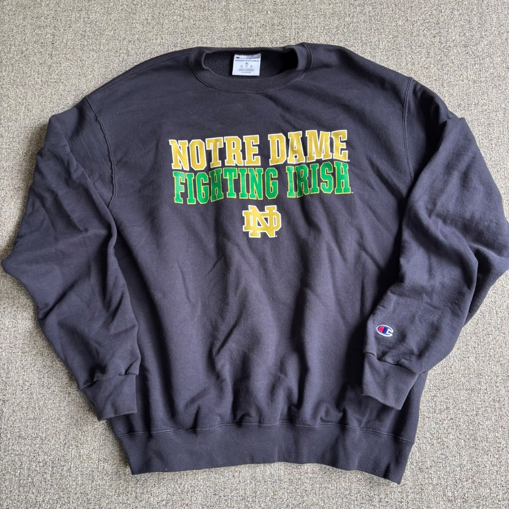 Notre Dame Sweatshirt Mens XL Navy NCAA Football Fighting Irish Champion